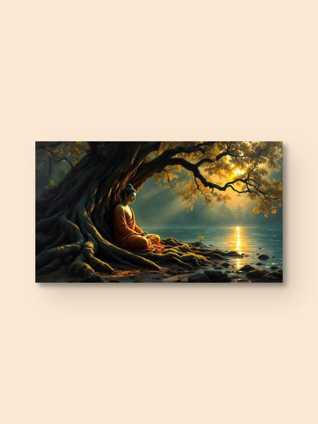 Buddha in Meditation — Jewel-Tone Impasto Oil Painting Print — canvas