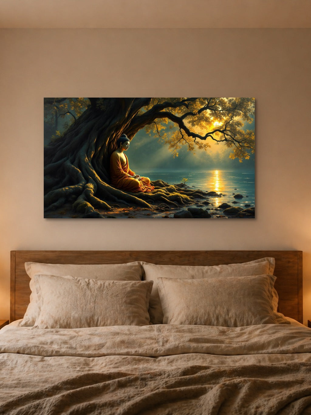 Buddha in Meditation — Jewel-Tone Impasto Oil Painting Print — room 4