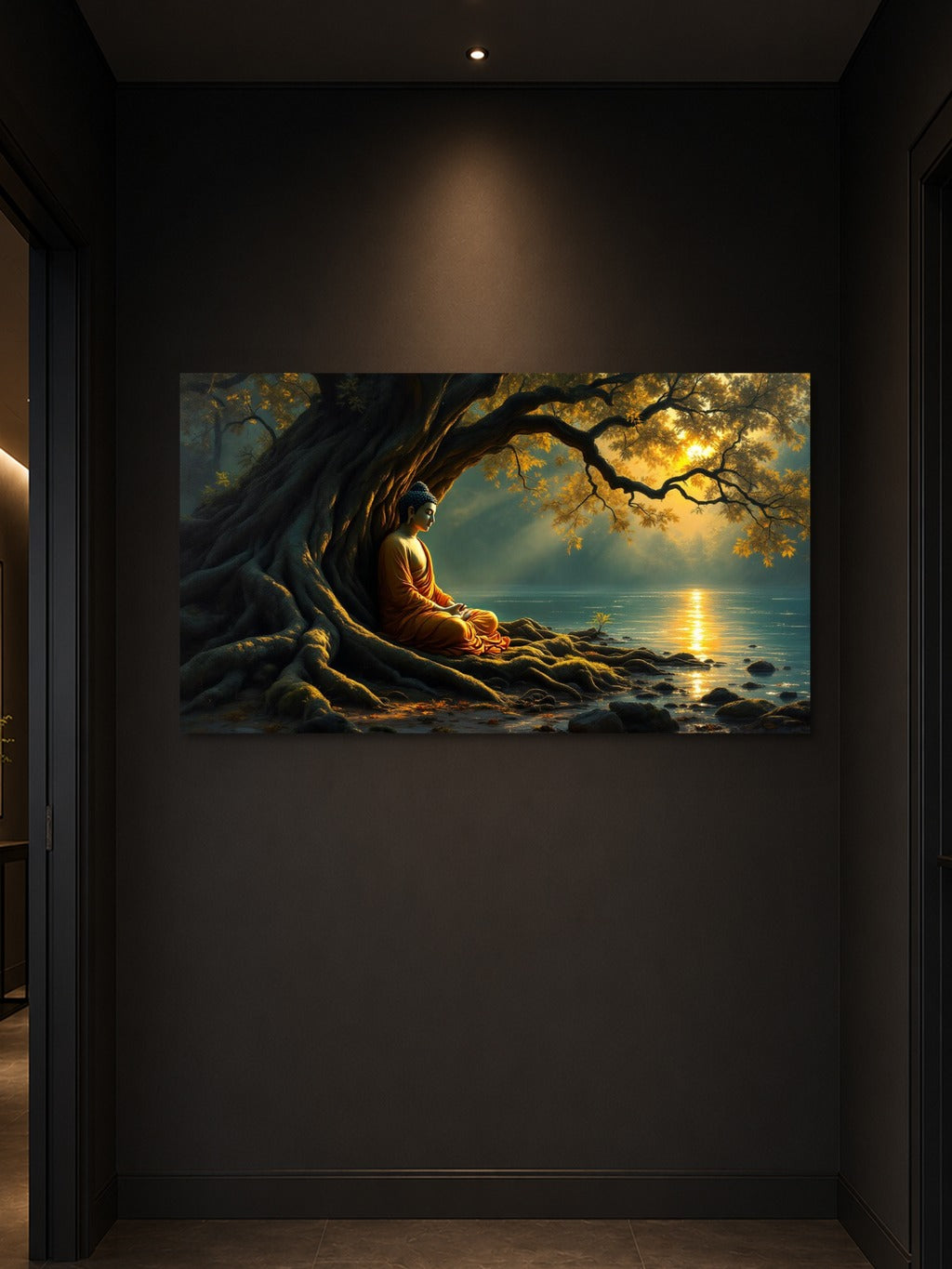 Buddha in Meditation — Jewel-Tone Impasto Oil Painting Print — room 3