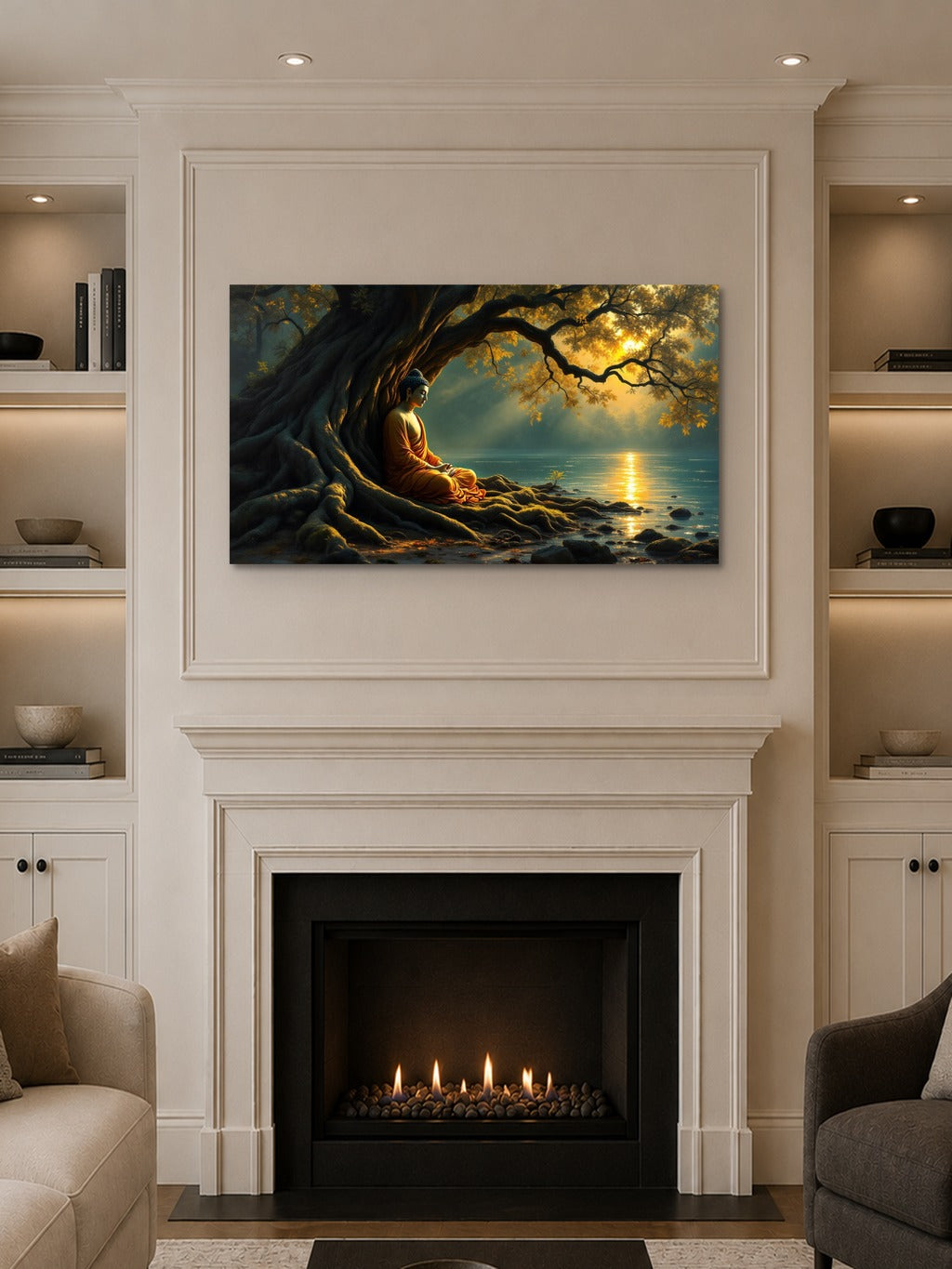 Buddha in Meditation — Jewel-Tone Impasto Oil Painting Print — room 10