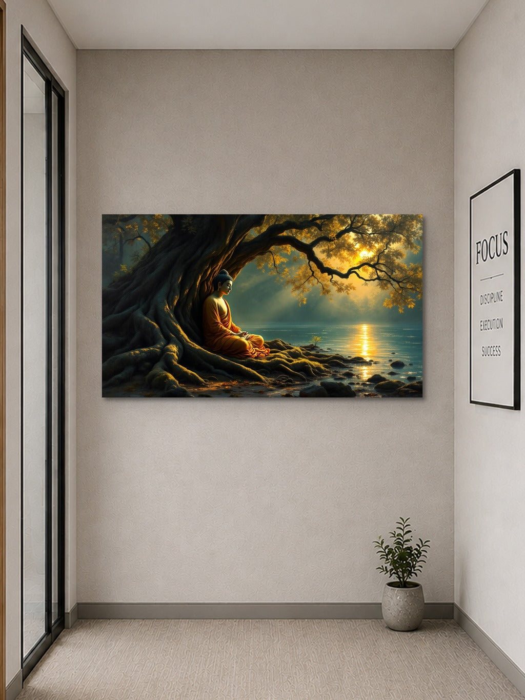 Buddha in Meditation — Jewel-Tone Impasto Oil Painting Print — room 9