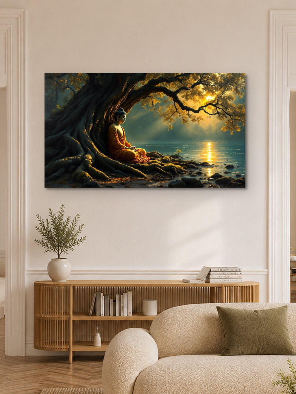 Buddha in Meditation — Jewel-Tone Impasto Oil Painting Print — room 6