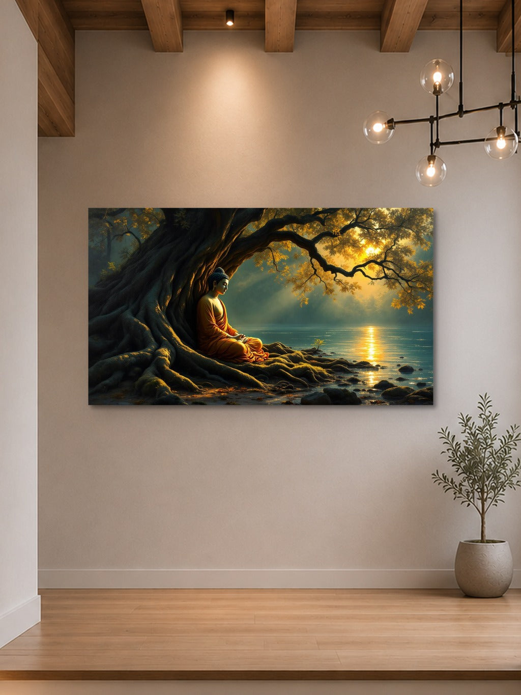 Buddha in Meditation — Jewel-Tone Impasto Oil Painting Print — room 7