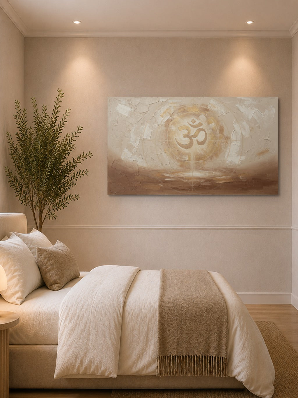 Sacred Om — Gold on Beige — room 1