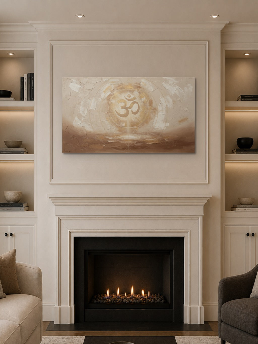 Sacred Om — Gold on Beige — room 10