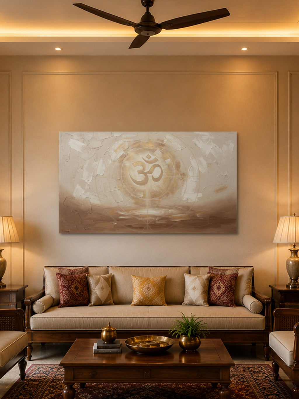 Sacred Om — Gold on Beige — room 2