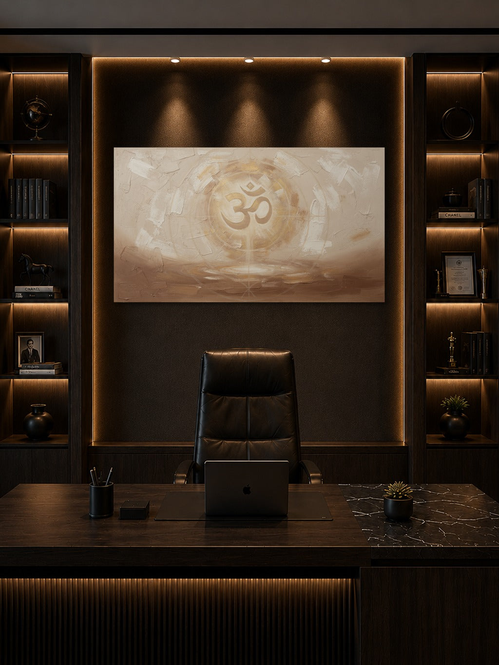 Sacred Om — Gold on Beige — room 8