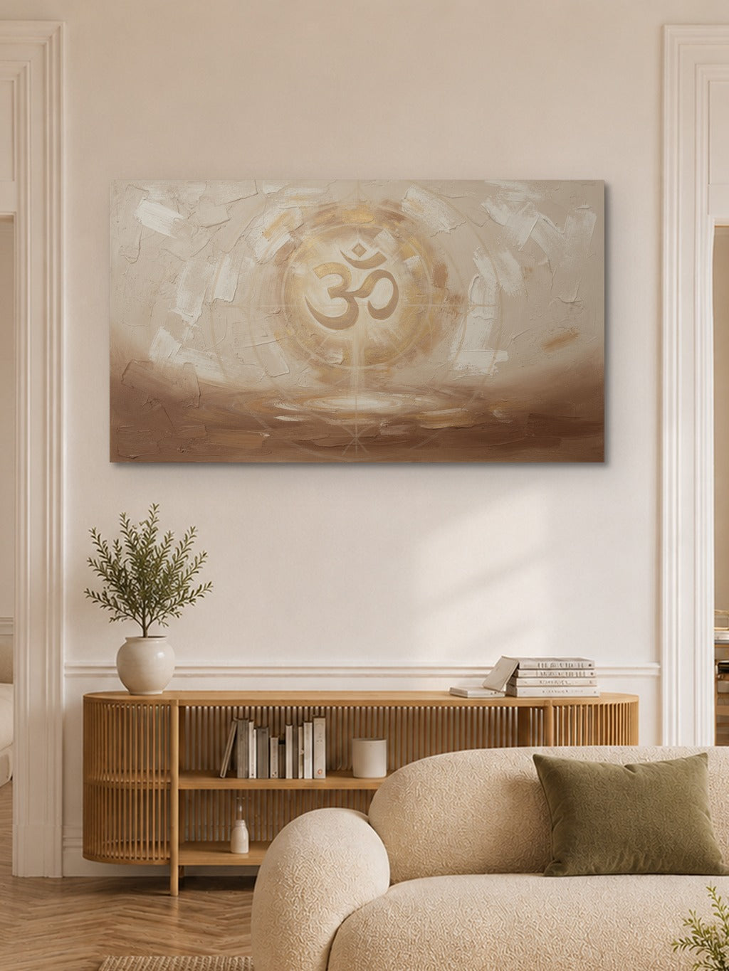 Sacred Om — Gold on Beige — room 6