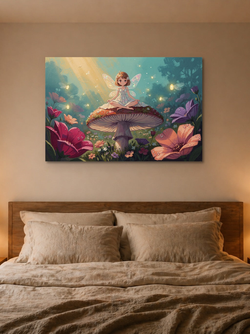 Room mockup — Bedroom Warm (landscape)