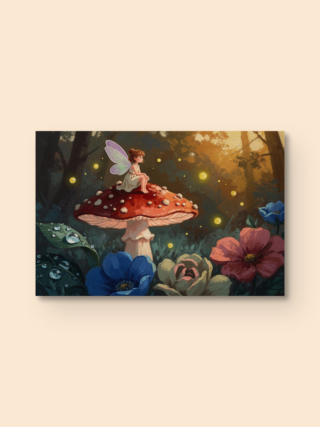Fairy on Mushroom Garden — canvas