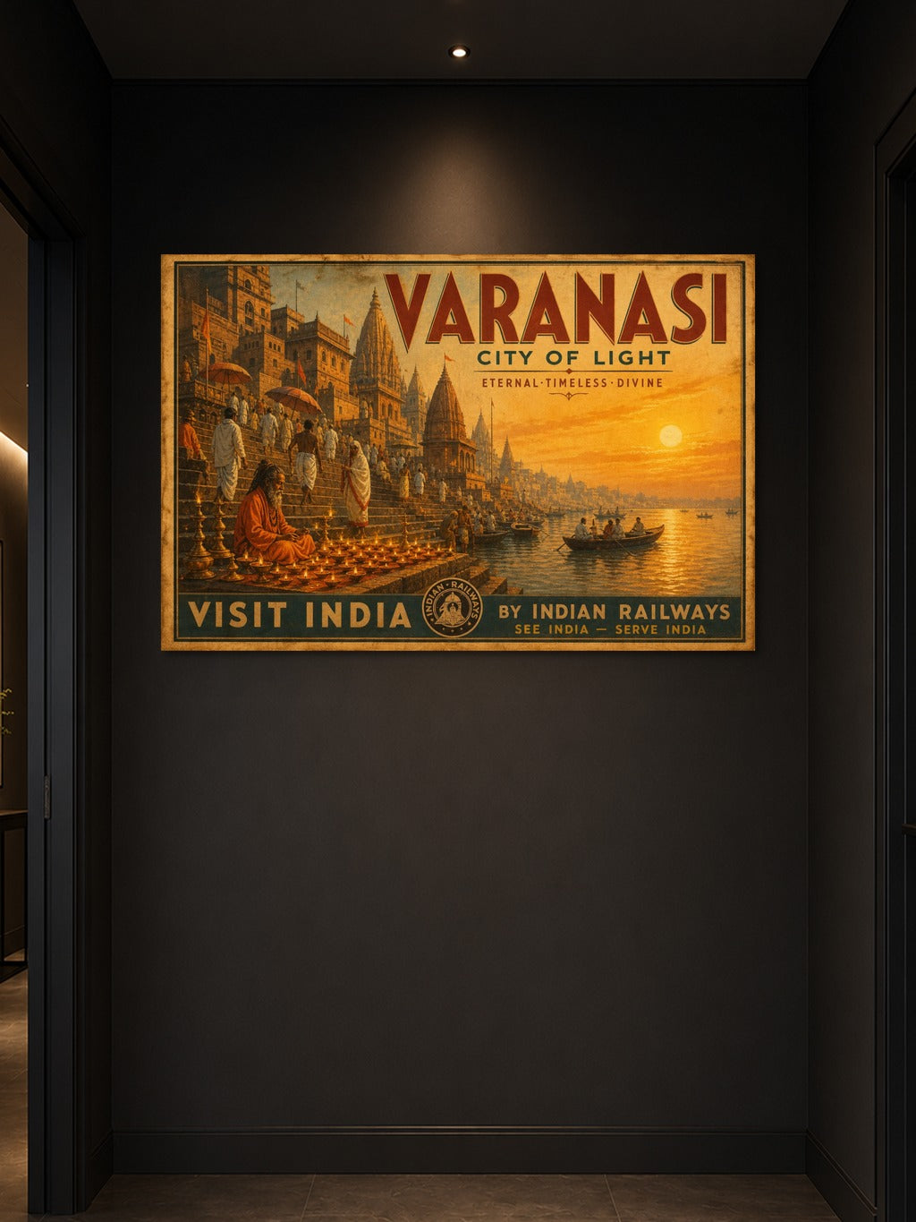 Varanasi Ghats Vintage Print — room 3
