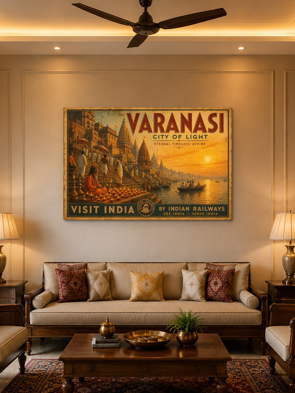 Varanasi Ghats Vintage Print — room 2