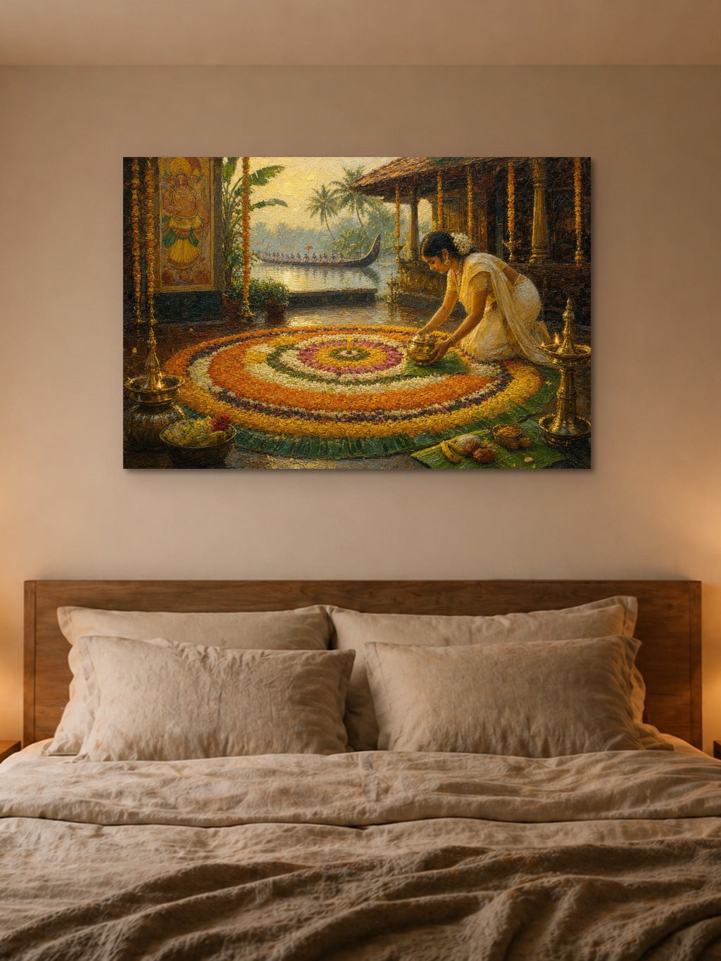 Onam Pookalam Oil Print — room 4