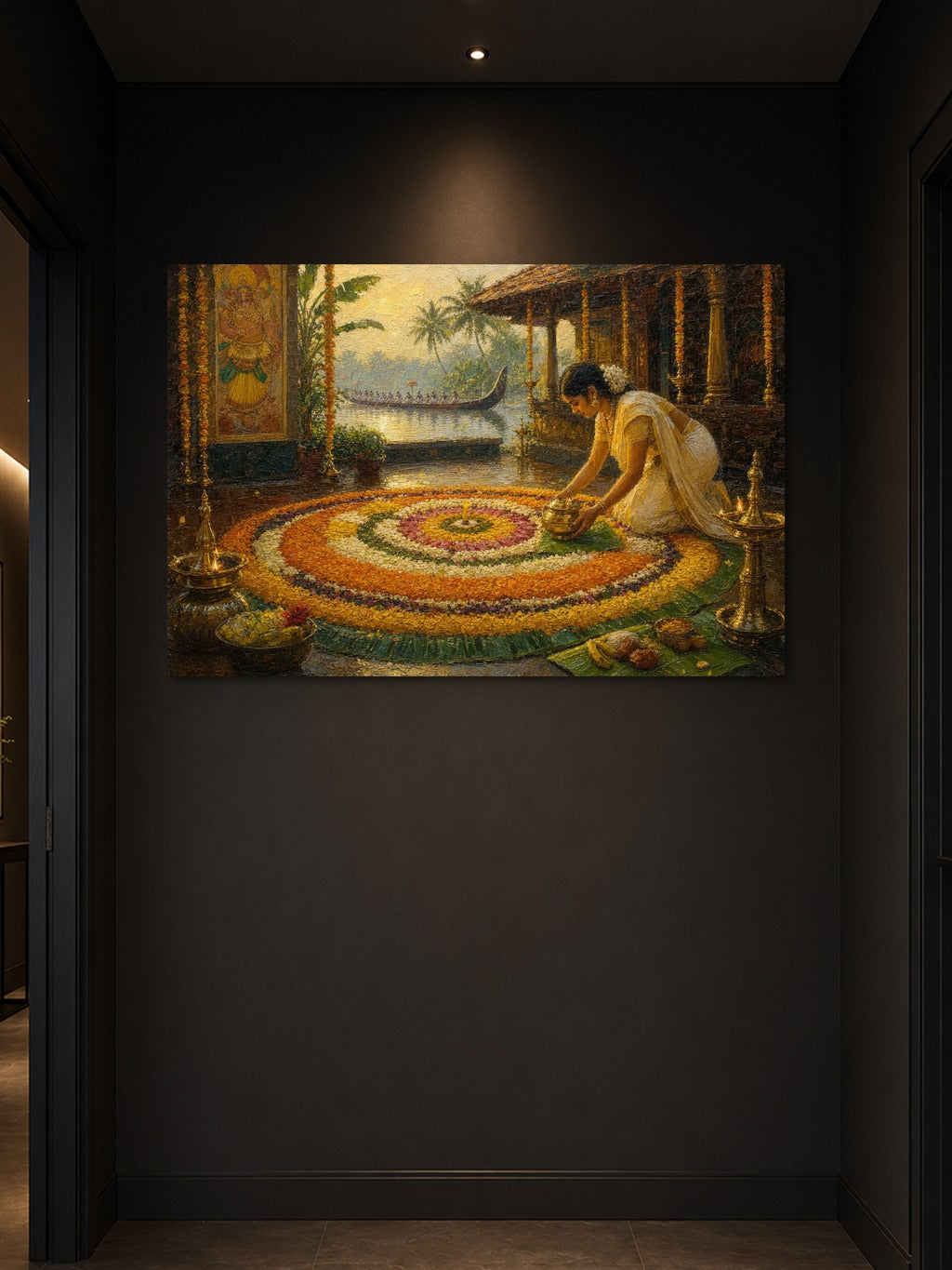 Onam Pookalam Oil Print — room 3