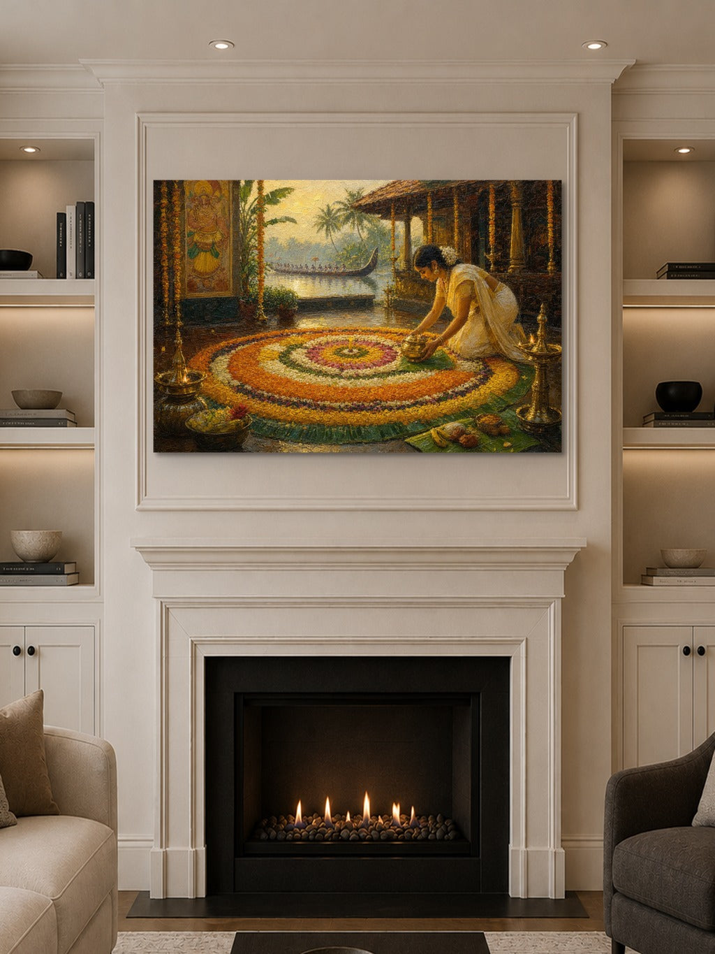 Onam Pookalam Oil Print — room 10