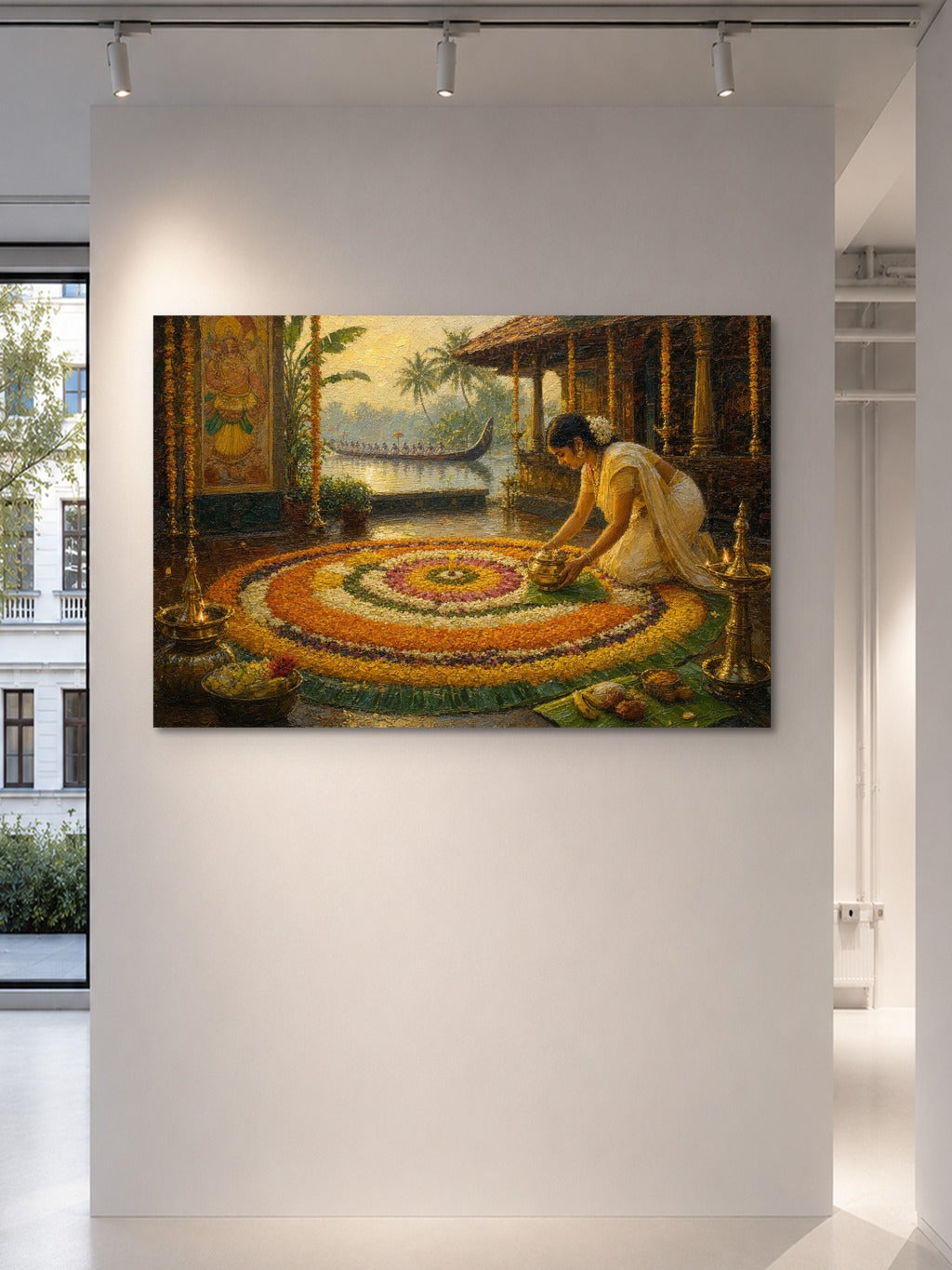 Onam Pookalam Oil Print — room 5