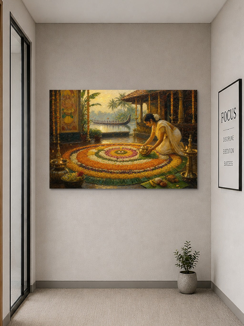 Onam Pookalam Oil Print — room 9