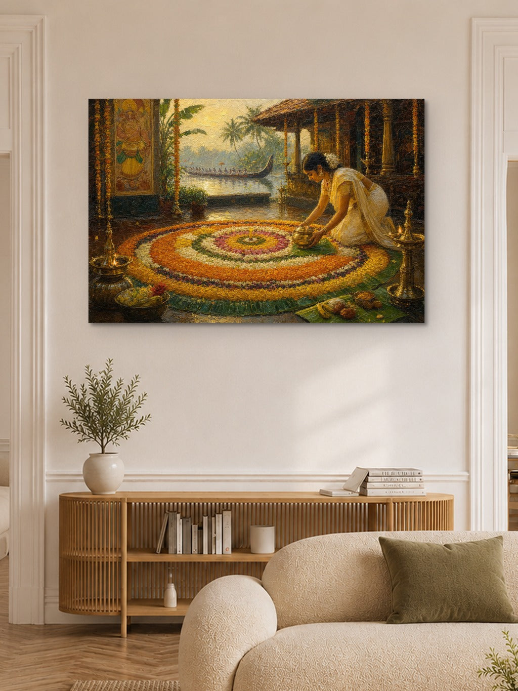 Onam Pookalam Oil Print — room 6