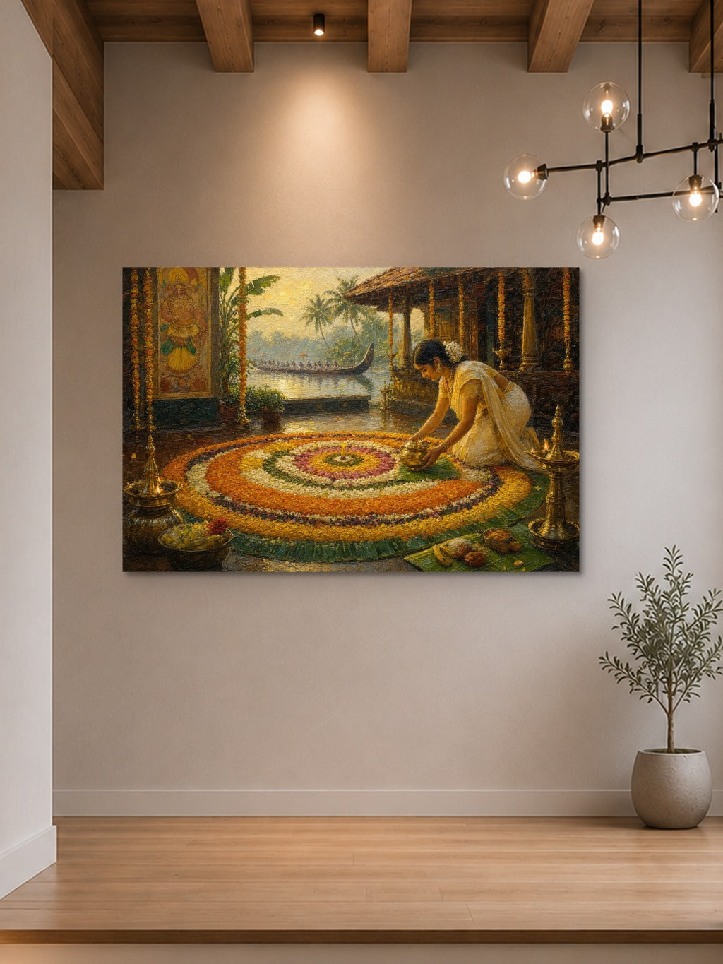 Onam Pookalam Oil Print — room 7