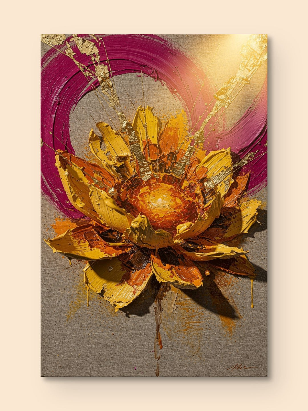 Saffron Bloom Impasto — canvas