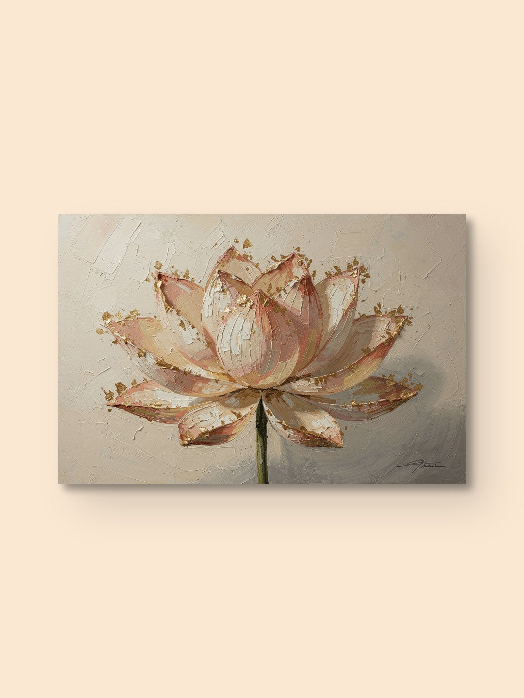 Lotus Bloom in Gold & Blush — canvas