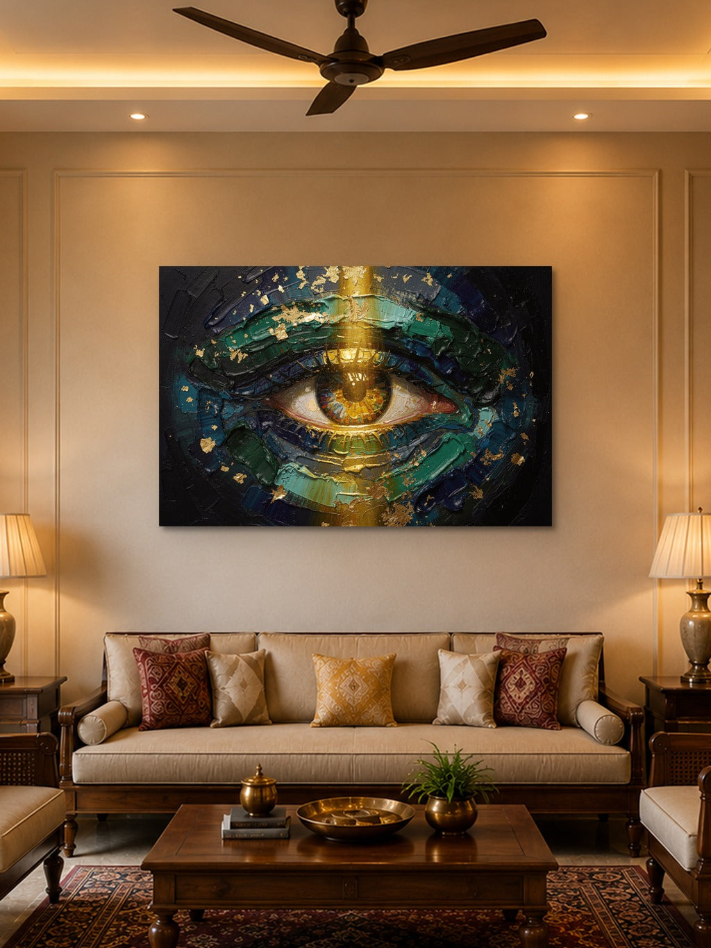 Peacock Eye Impasto Print — room 2