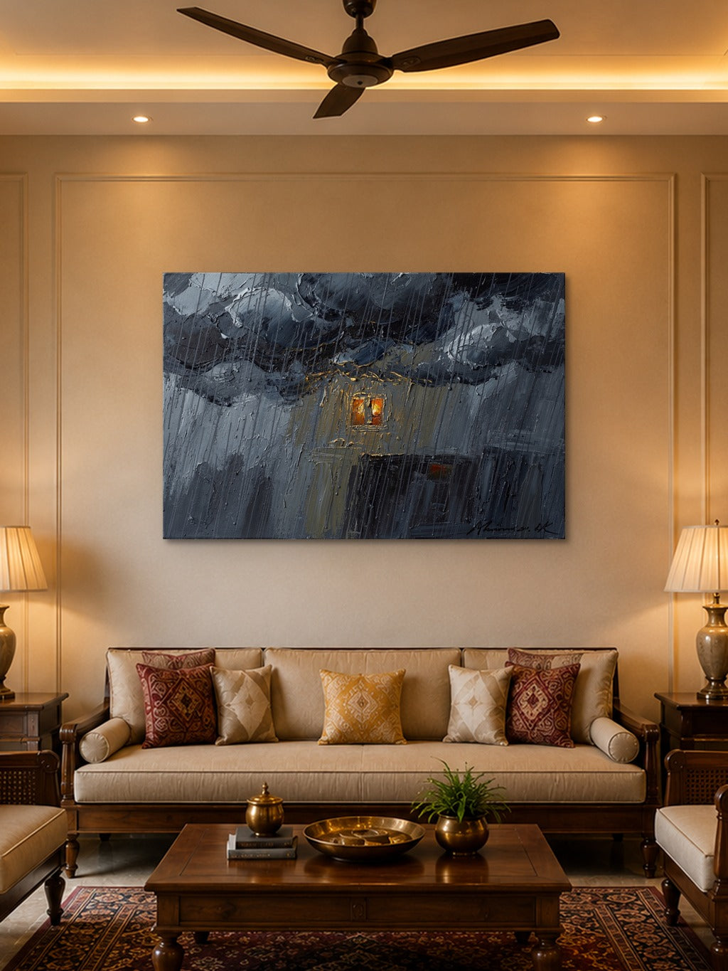 Monsoon Amber Oil Print — room 2