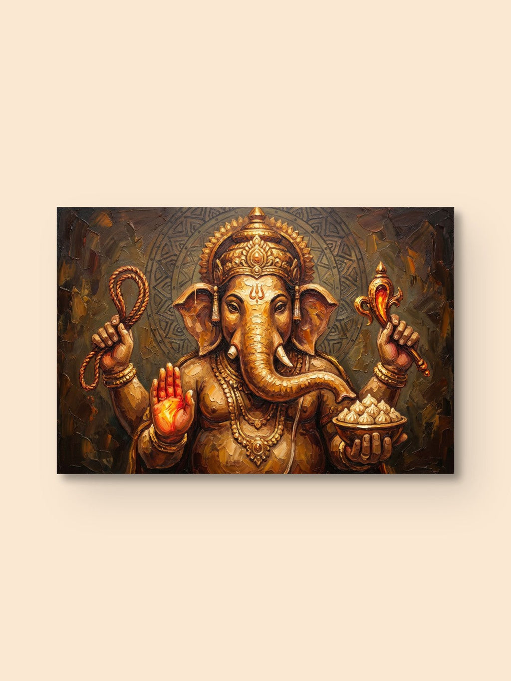 Divine Ganesha Oil Art — canvas