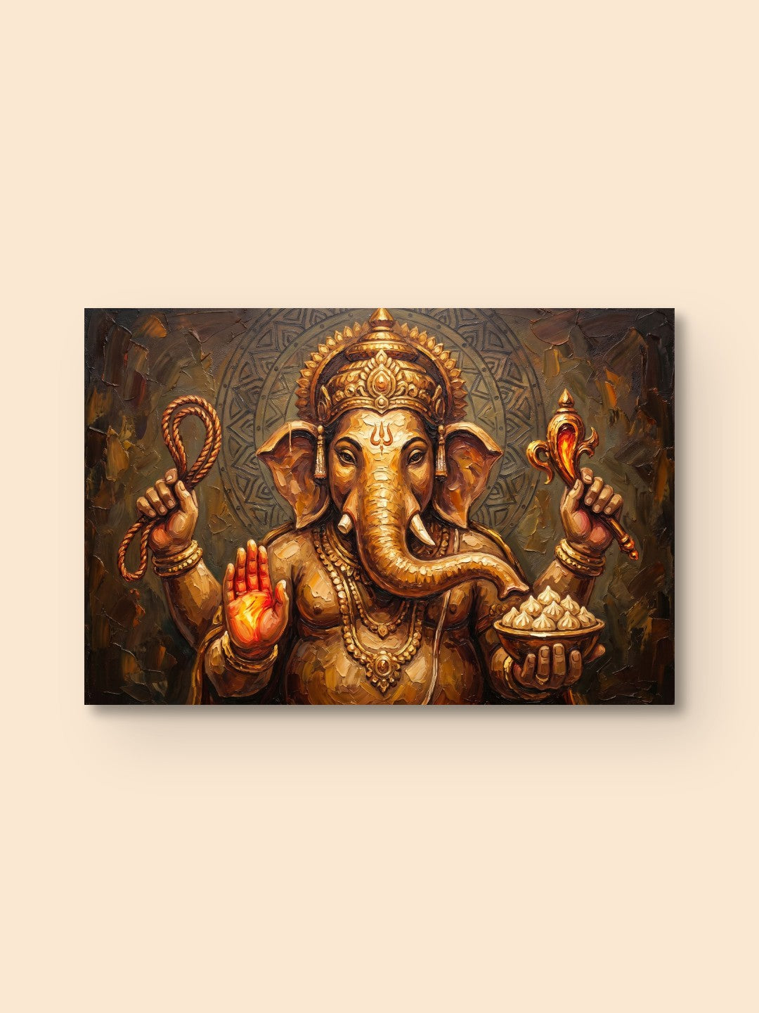 Divine Ganesha Oil Art — canvas