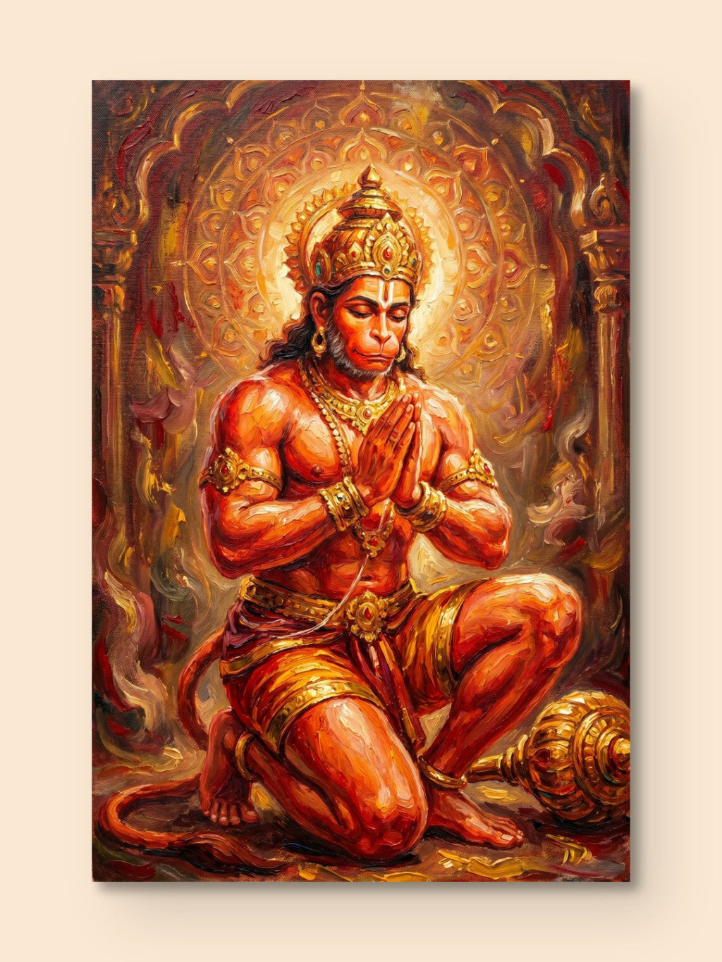 Hanuman in Divine Prayer — canvas
