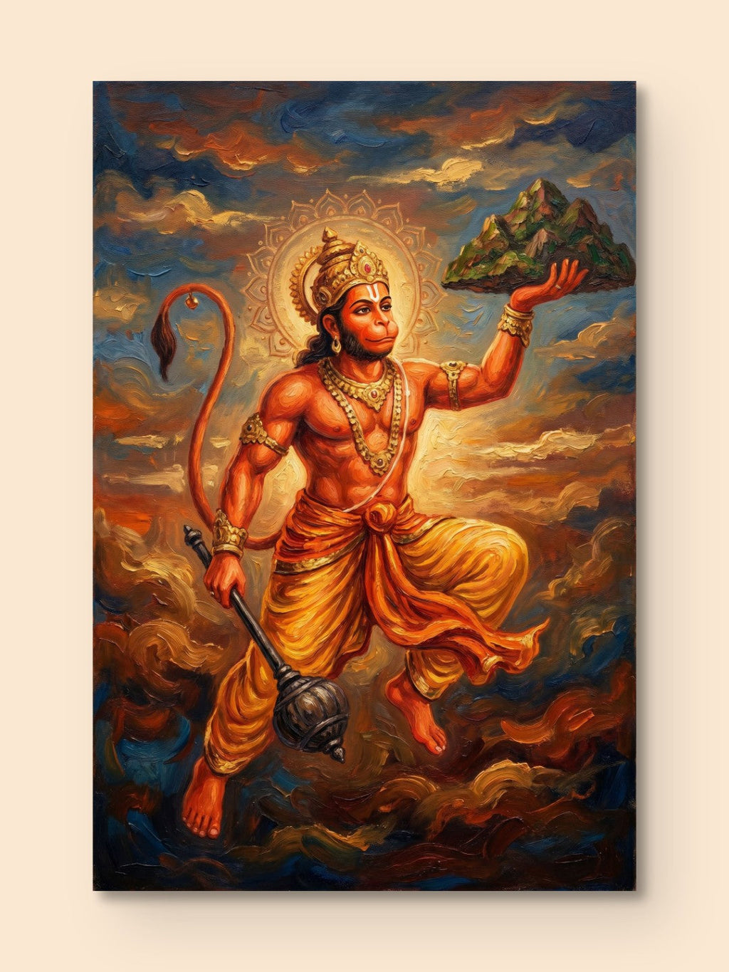 Lord Hanuman – Divine Flight — canvas