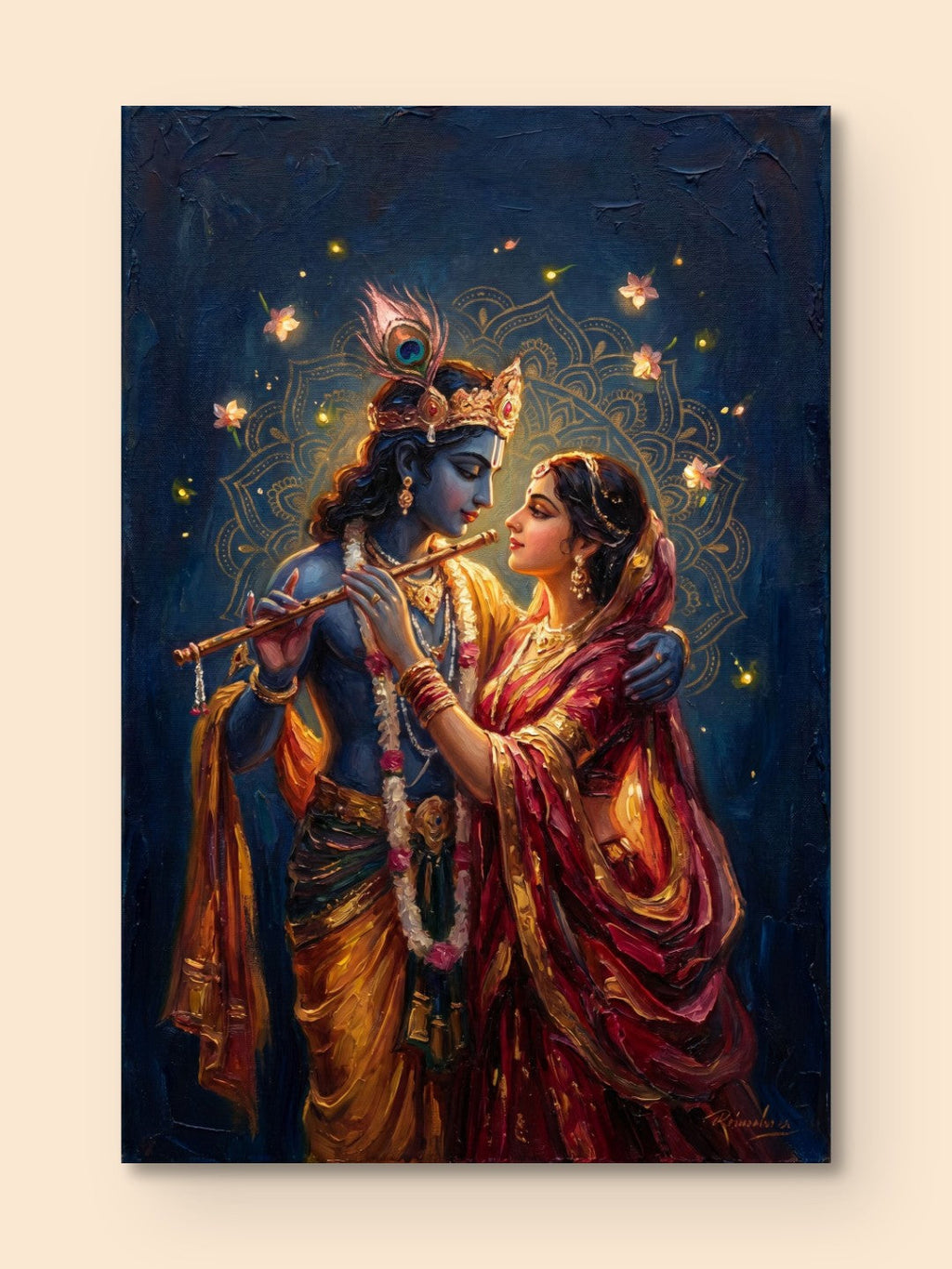 Radha Krishna Moonlit Grace — canvas