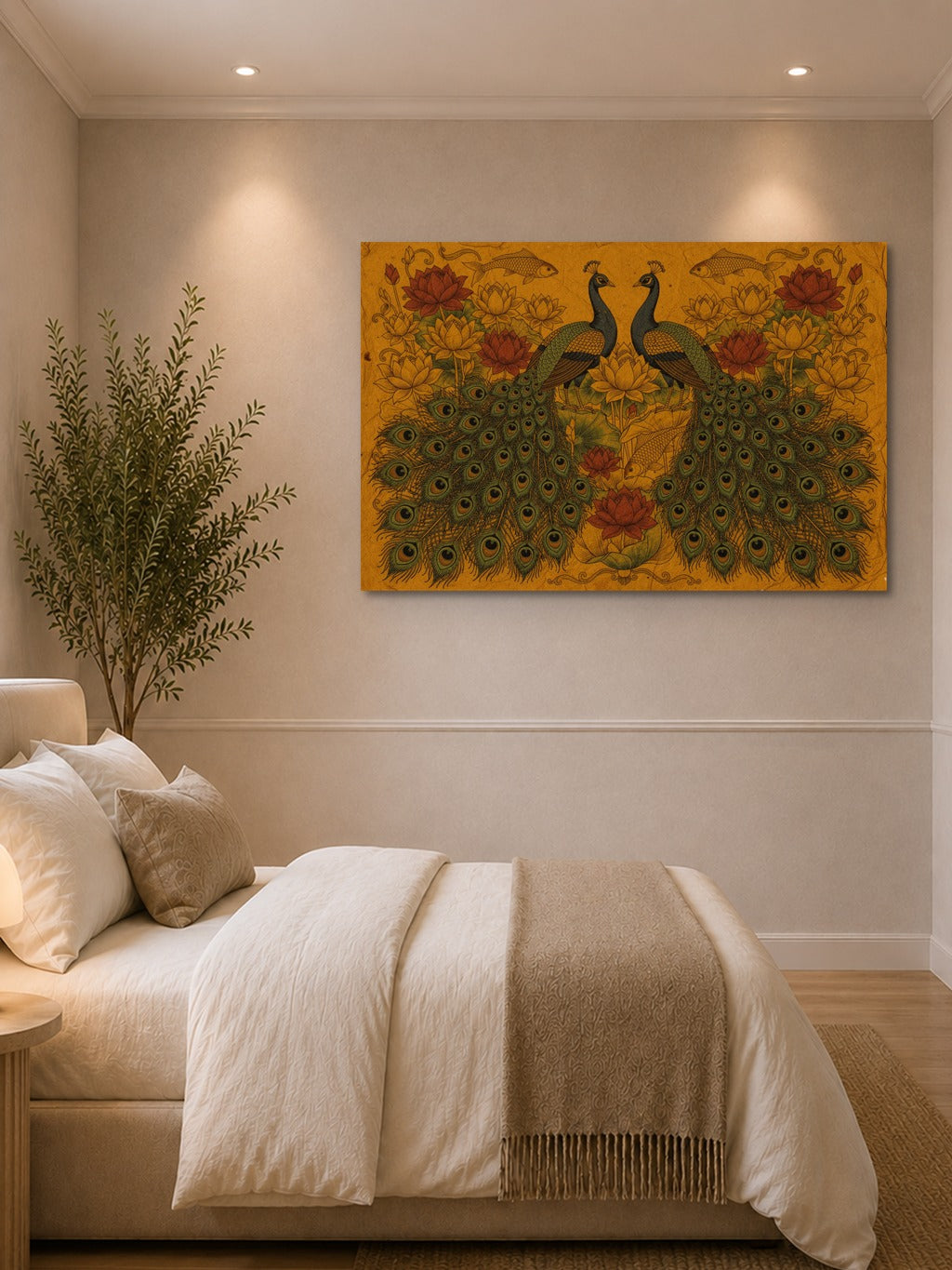 Madhubani Peacock Lotus Art — room 1