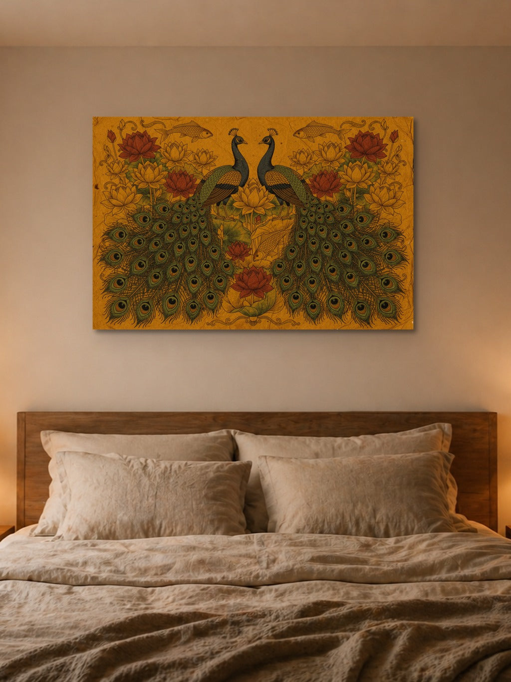 Madhubani Peacock Lotus Art — room 4
