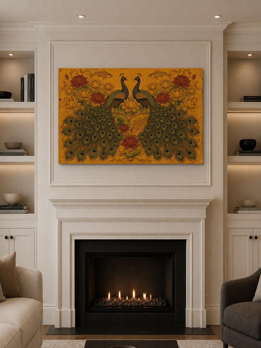 Madhubani Peacock Lotus Art — room 10