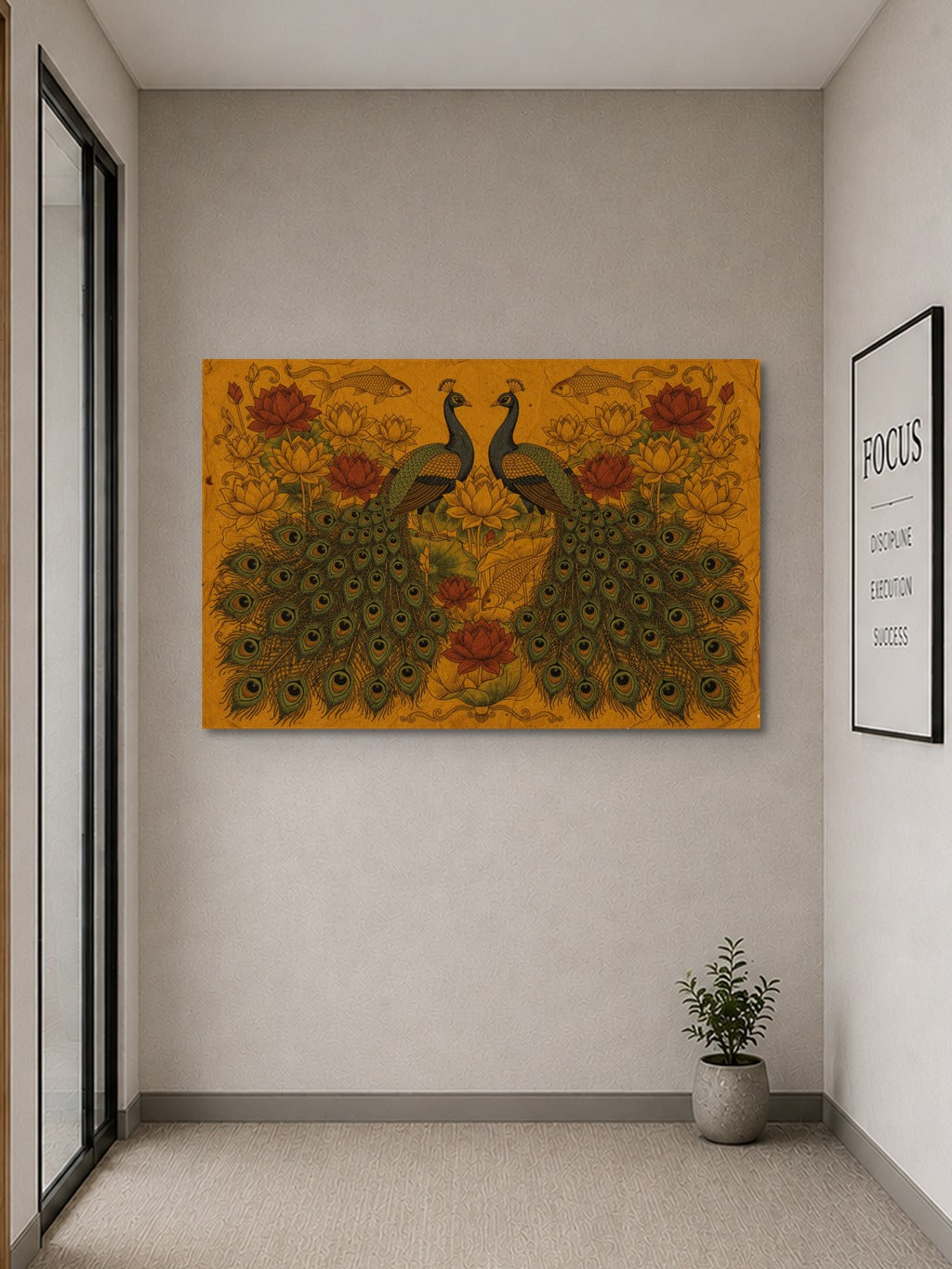 Madhubani Peacock Lotus Art — room 9