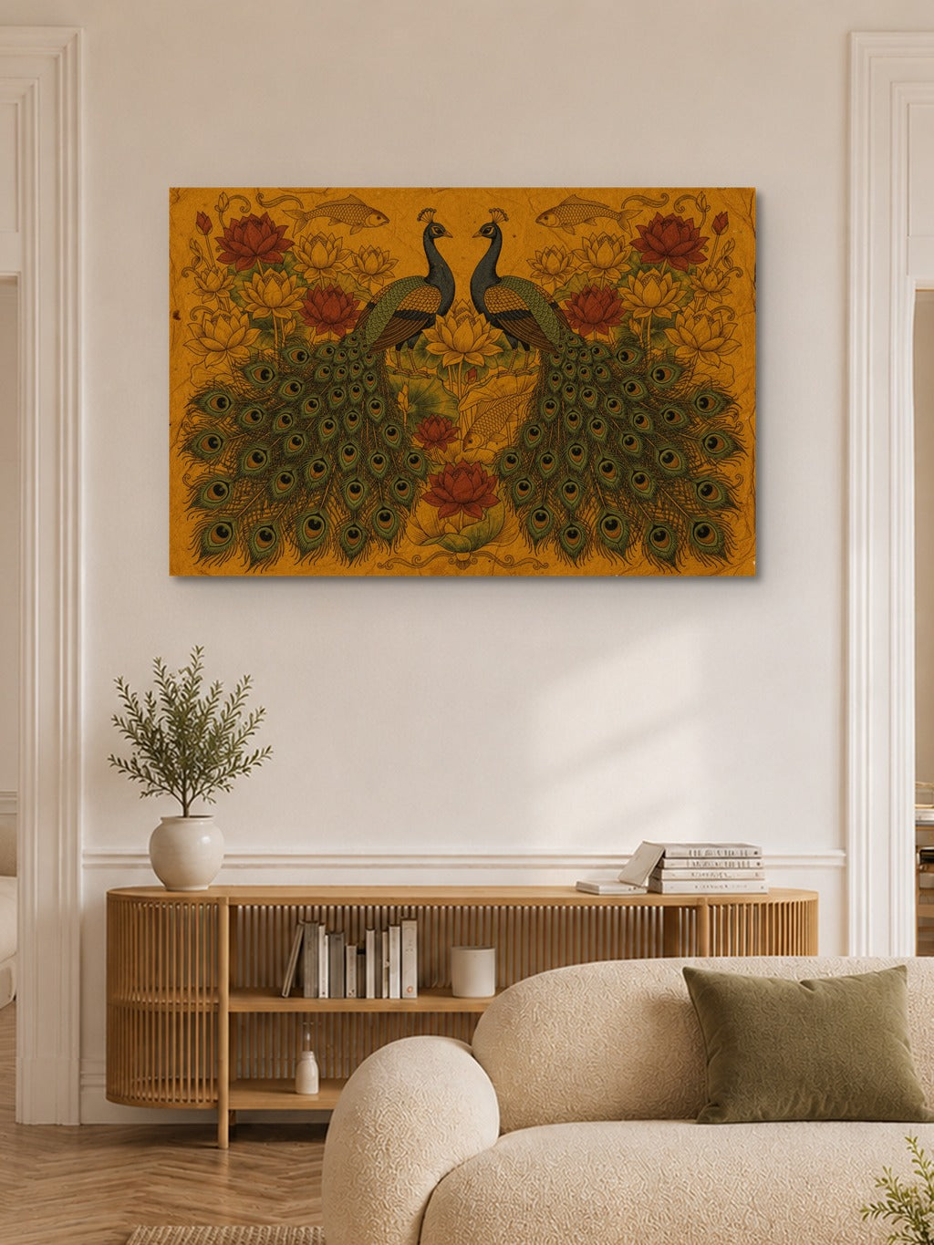 Madhubani Peacock Lotus Art — room 6