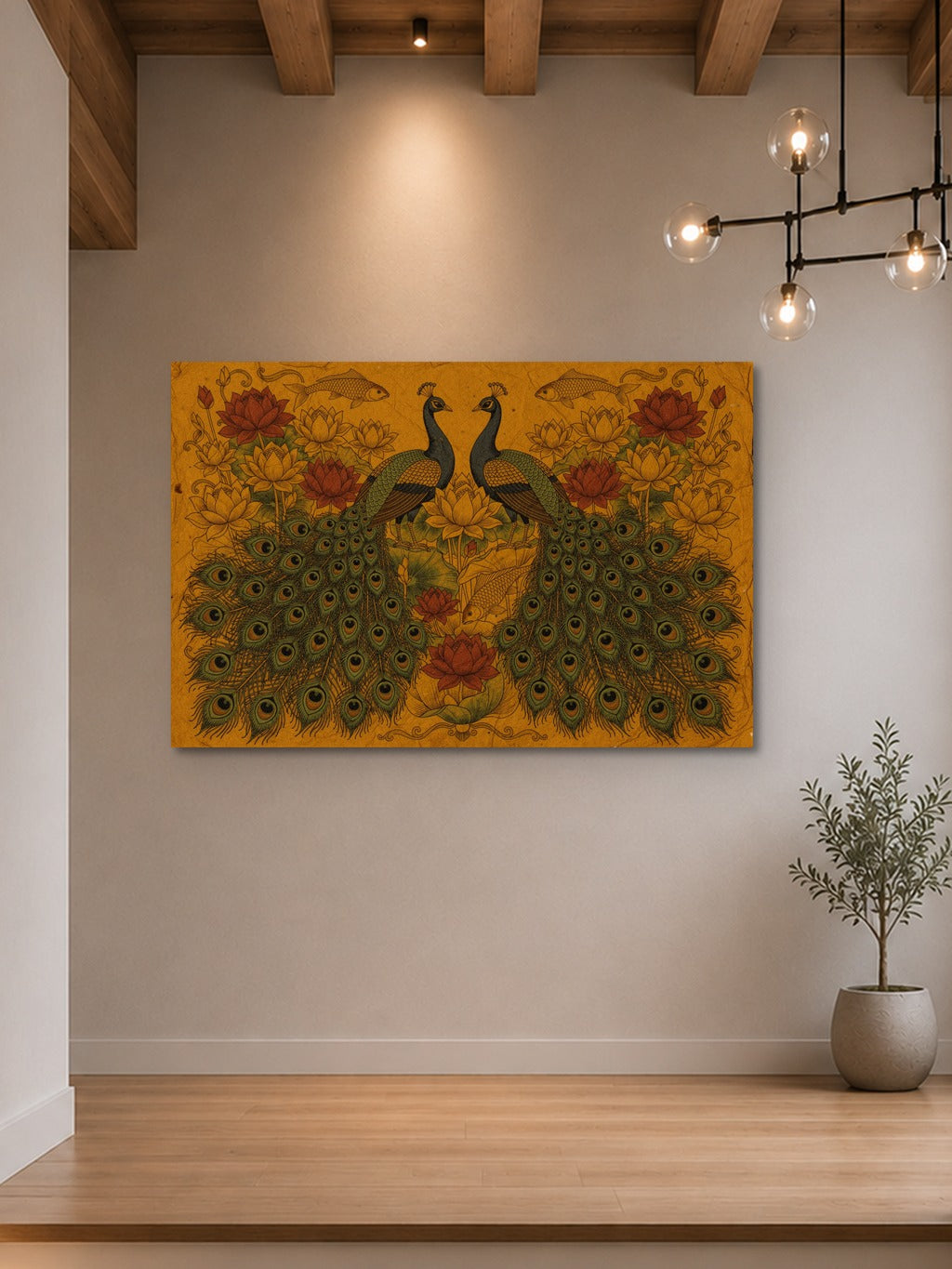 Madhubani Peacock Lotus Art — room 7