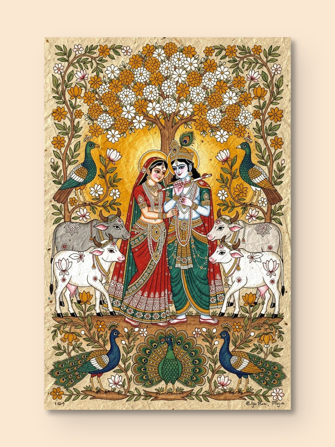 Radha Krishna Mithila Art — canvas