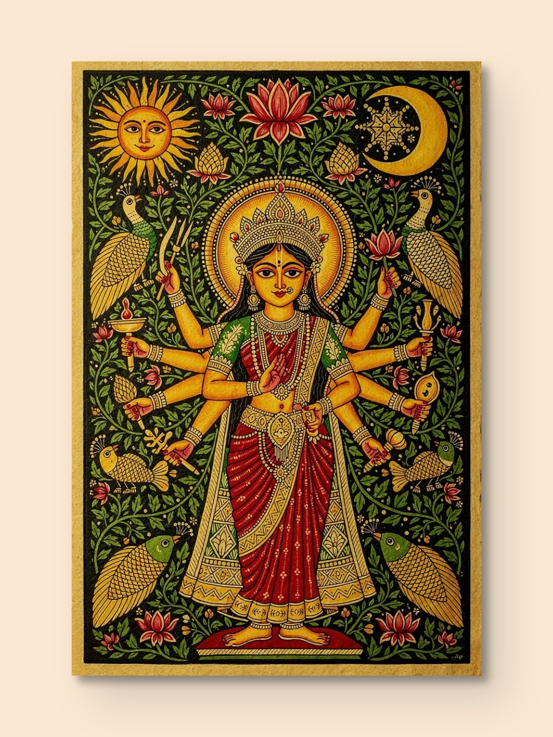 Madhubani Durga Divine — canvas