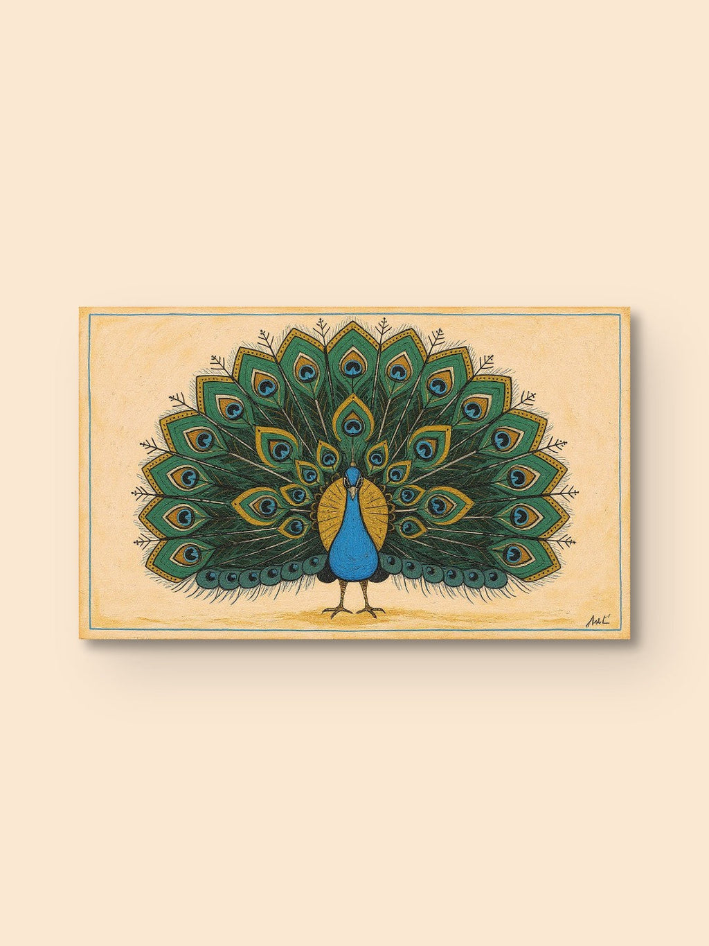 Divine Peacock Madhubani Print — canvas