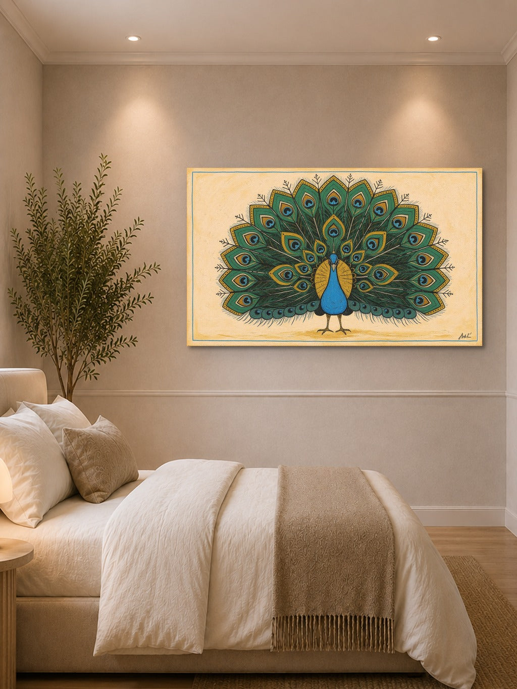 Divine Peacock Madhubani Print — room 1