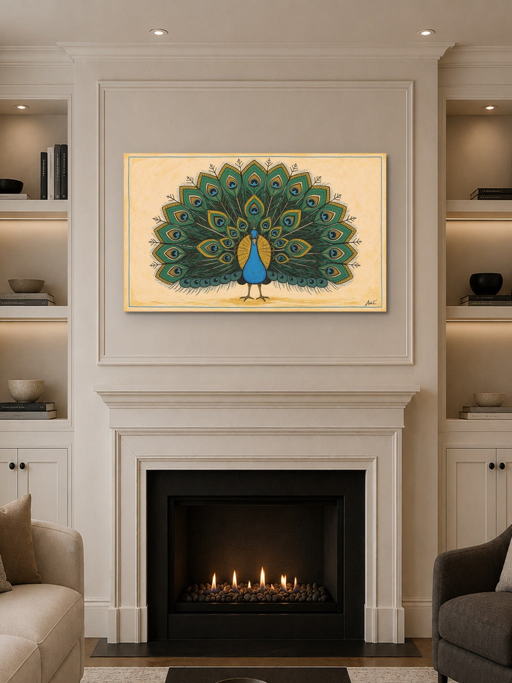 Divine Peacock Madhubani Print — room 10