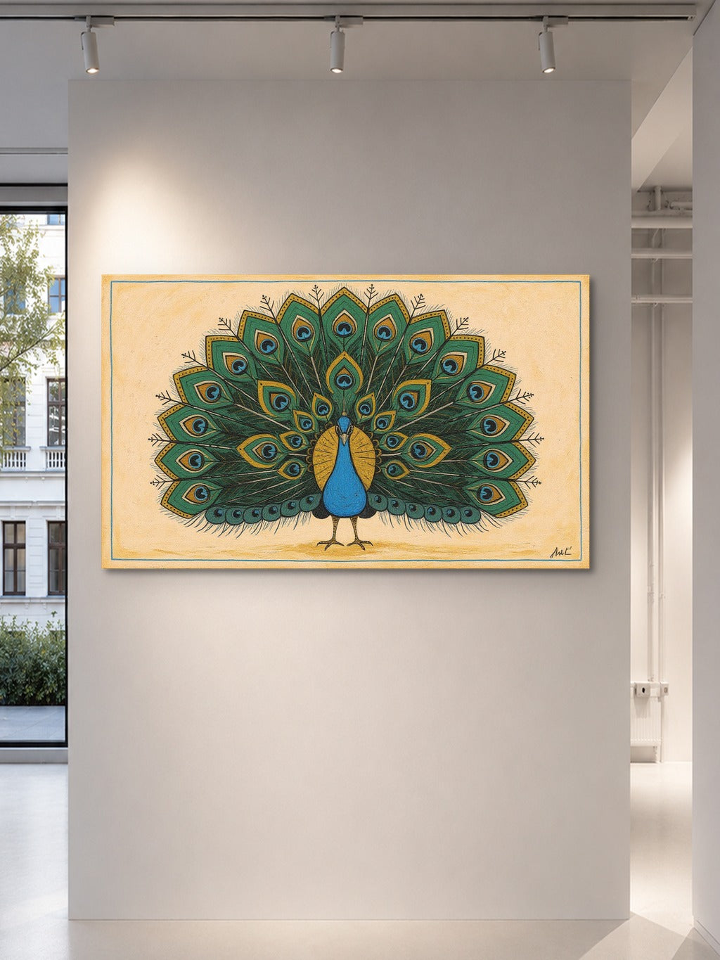 Divine Peacock Madhubani Print — room 5