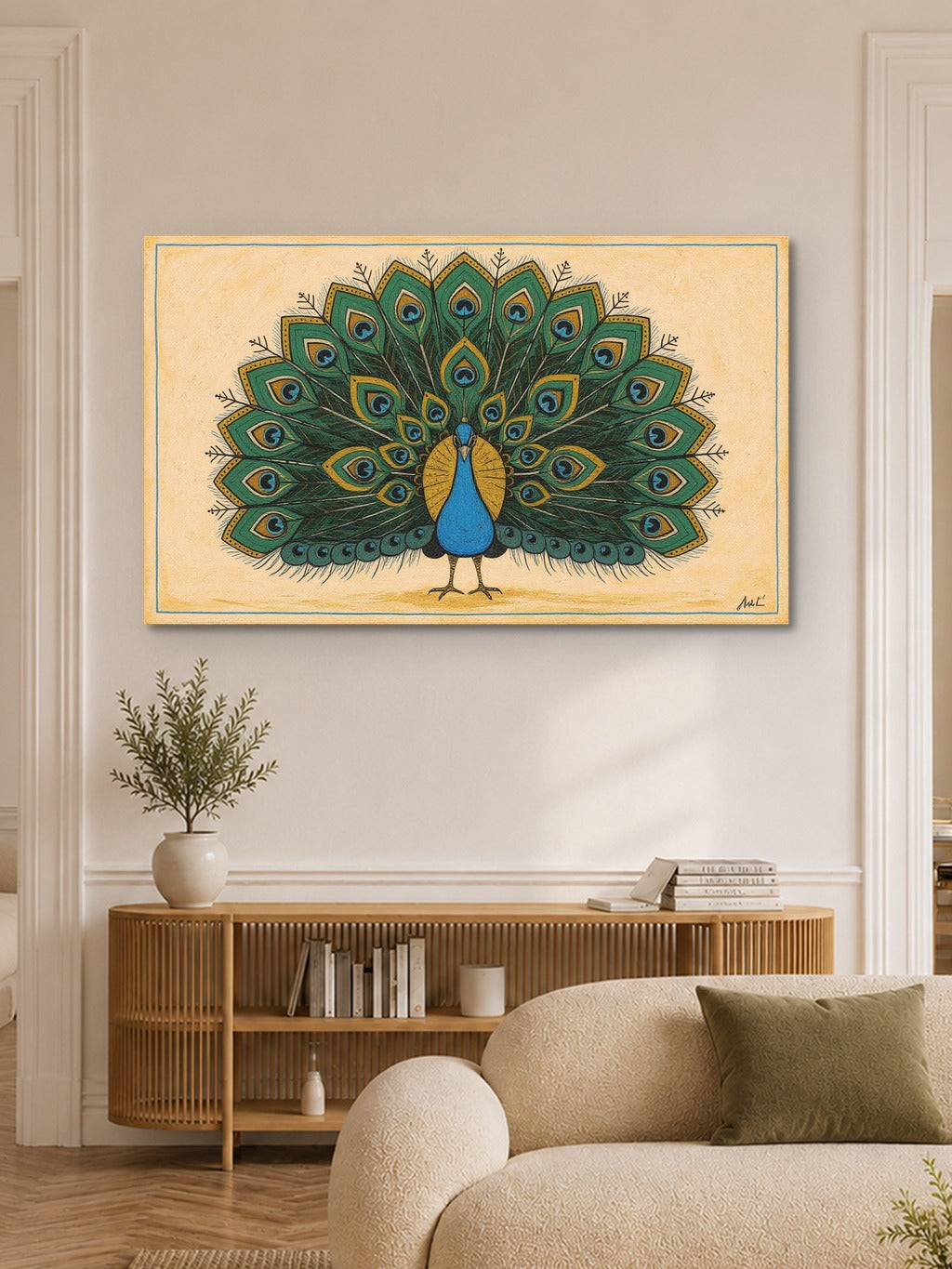 Divine Peacock Madhubani Print — room 6