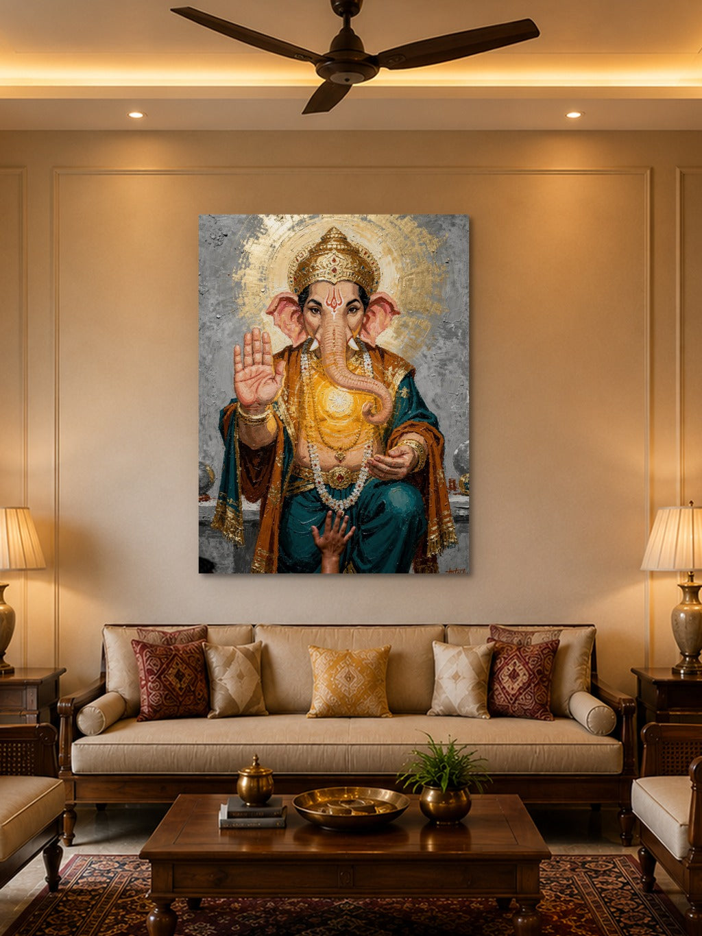 Ganesha Blessing Canvas Art — room 2