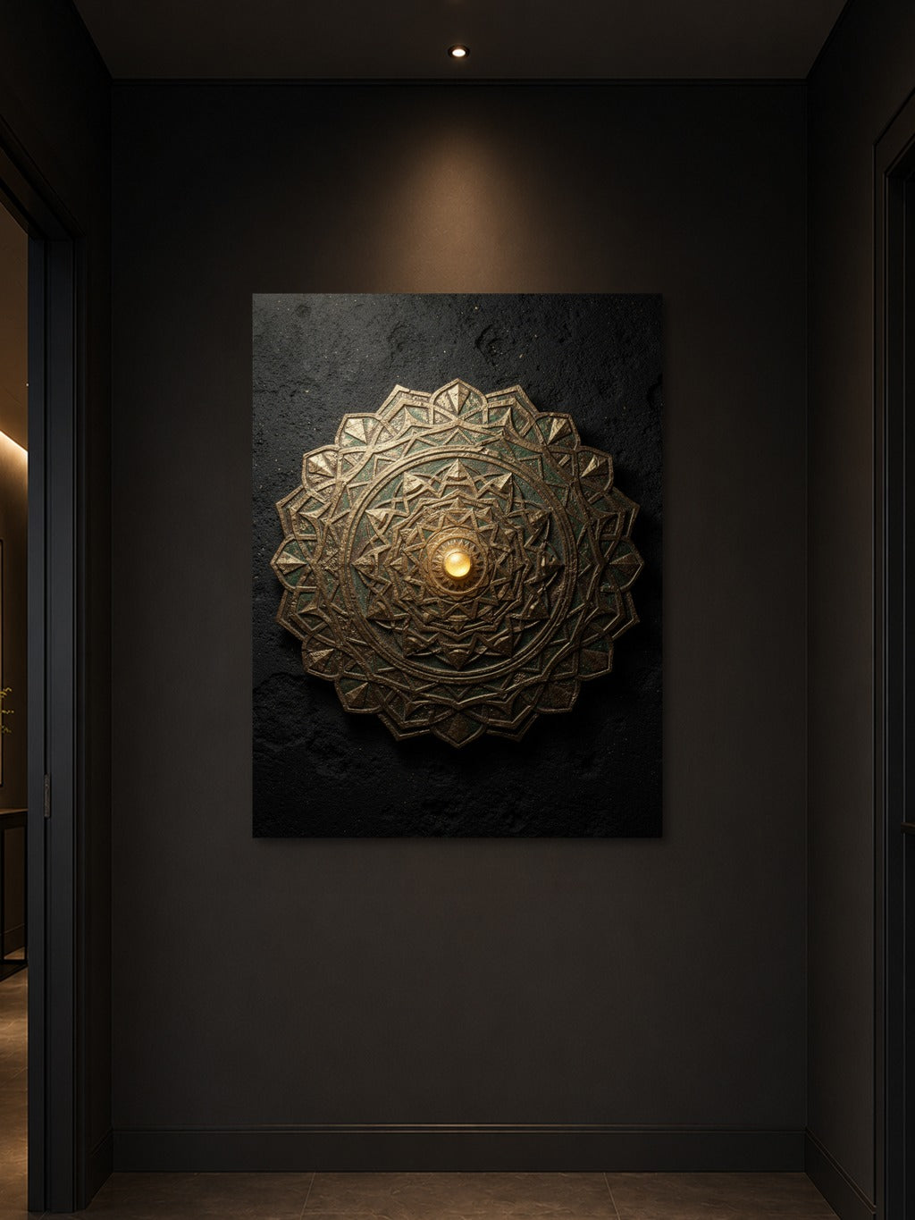 Sacred Copper Mandala Print — room 3