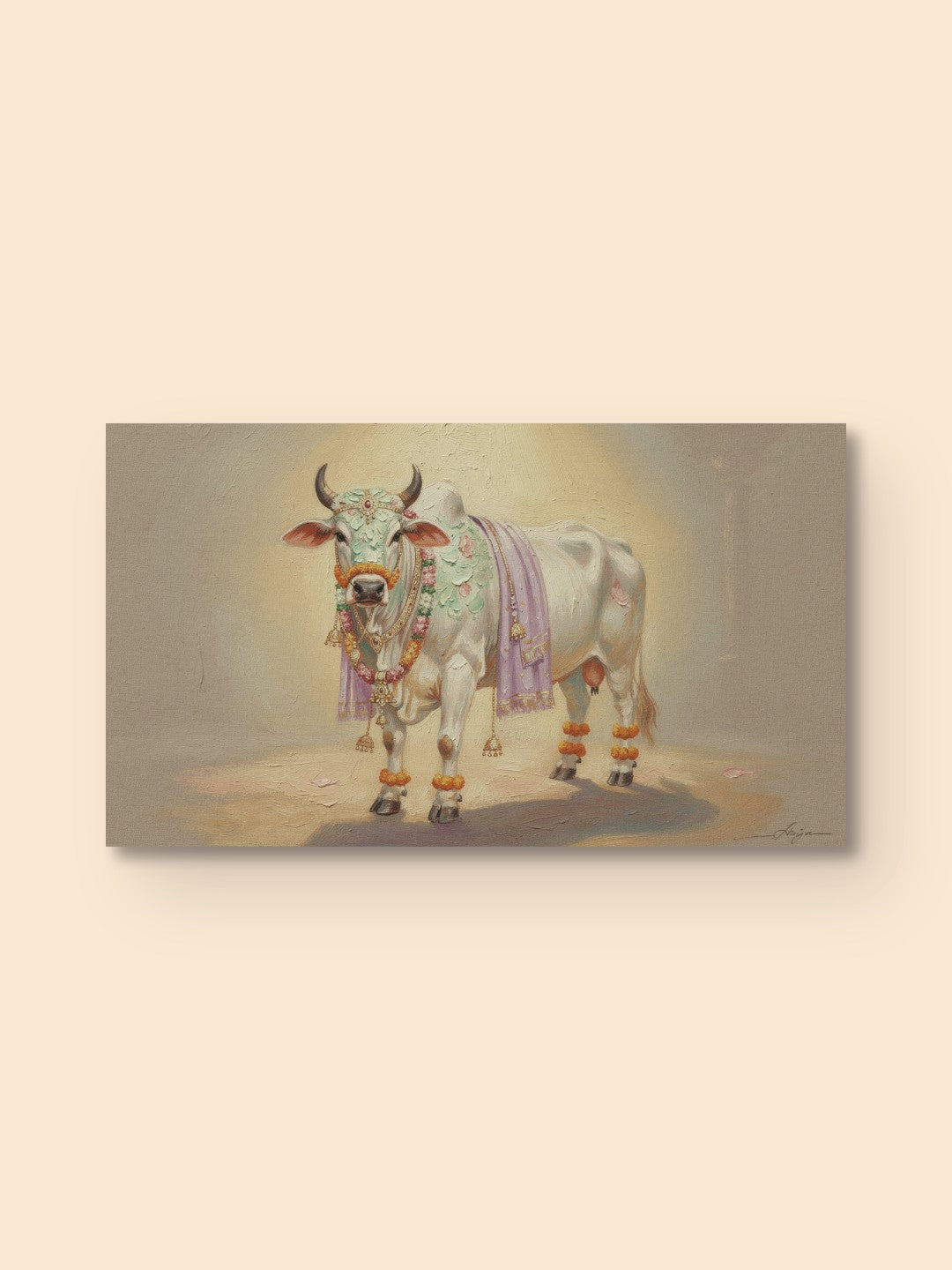 Sacred Cow Pichwai Oil Art — canvas