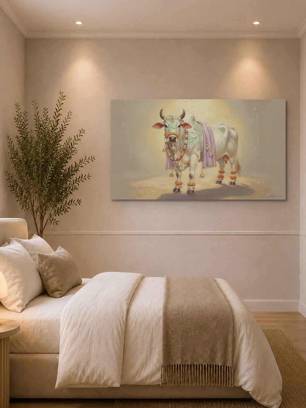 Sacred Cow Pichwai Oil Art — room 1