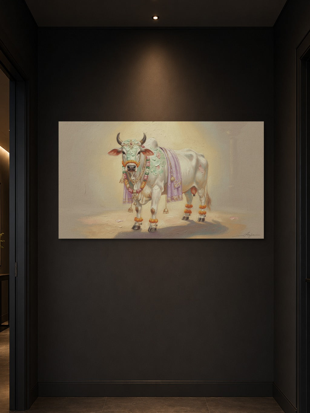 Sacred Cow Pichwai Oil Art — room 3